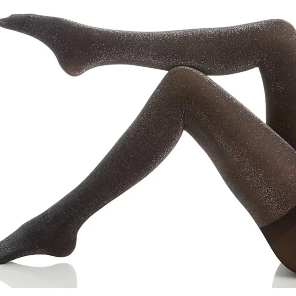 NWT Rebecca Minkoff 2 Pair Glitter Black Opaque Tights S/M